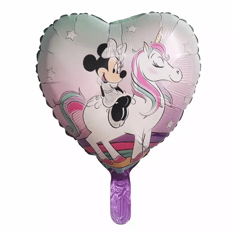 Balon folie figurina inima cu minnie si unicorn, 45 cm