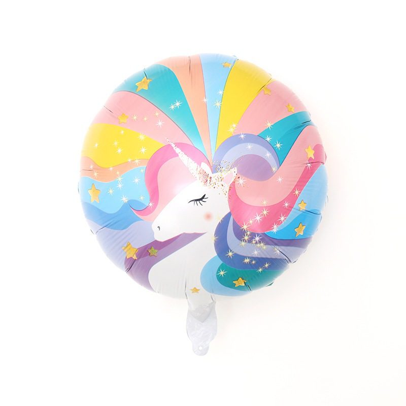 Balon folie rotund Unicorn, multicolor, 45 cm