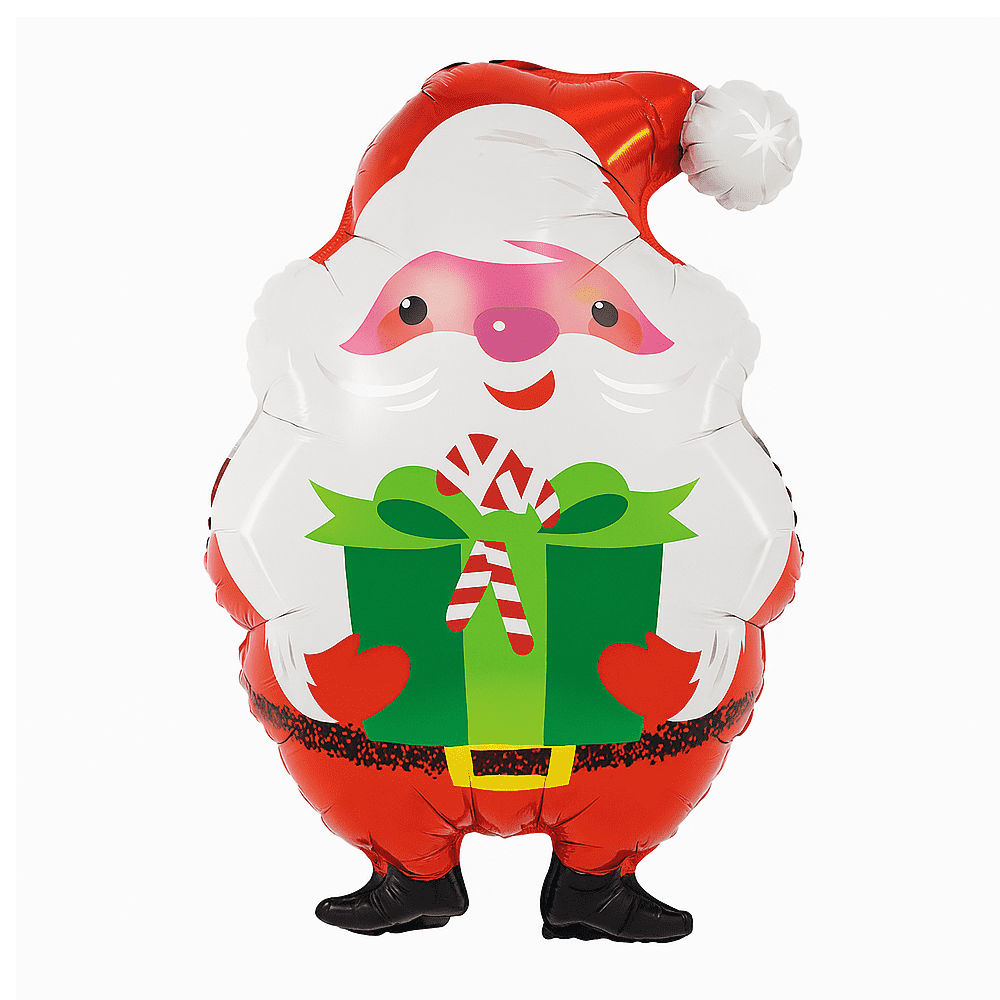 Balon folie figurina Mos Craciun cu cadou, 45x66 cm