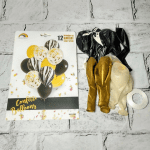 Set 12 baloane latex, auriu si negru, 30 cm