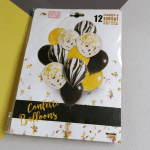 Set 12 baloane latex, auriu si negru, 30 cm