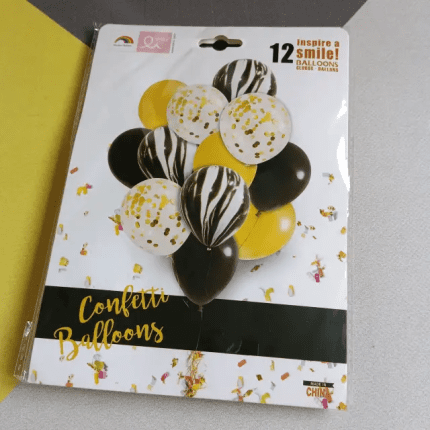 Set 12 baloane latex, auriu si negru, 30 cm