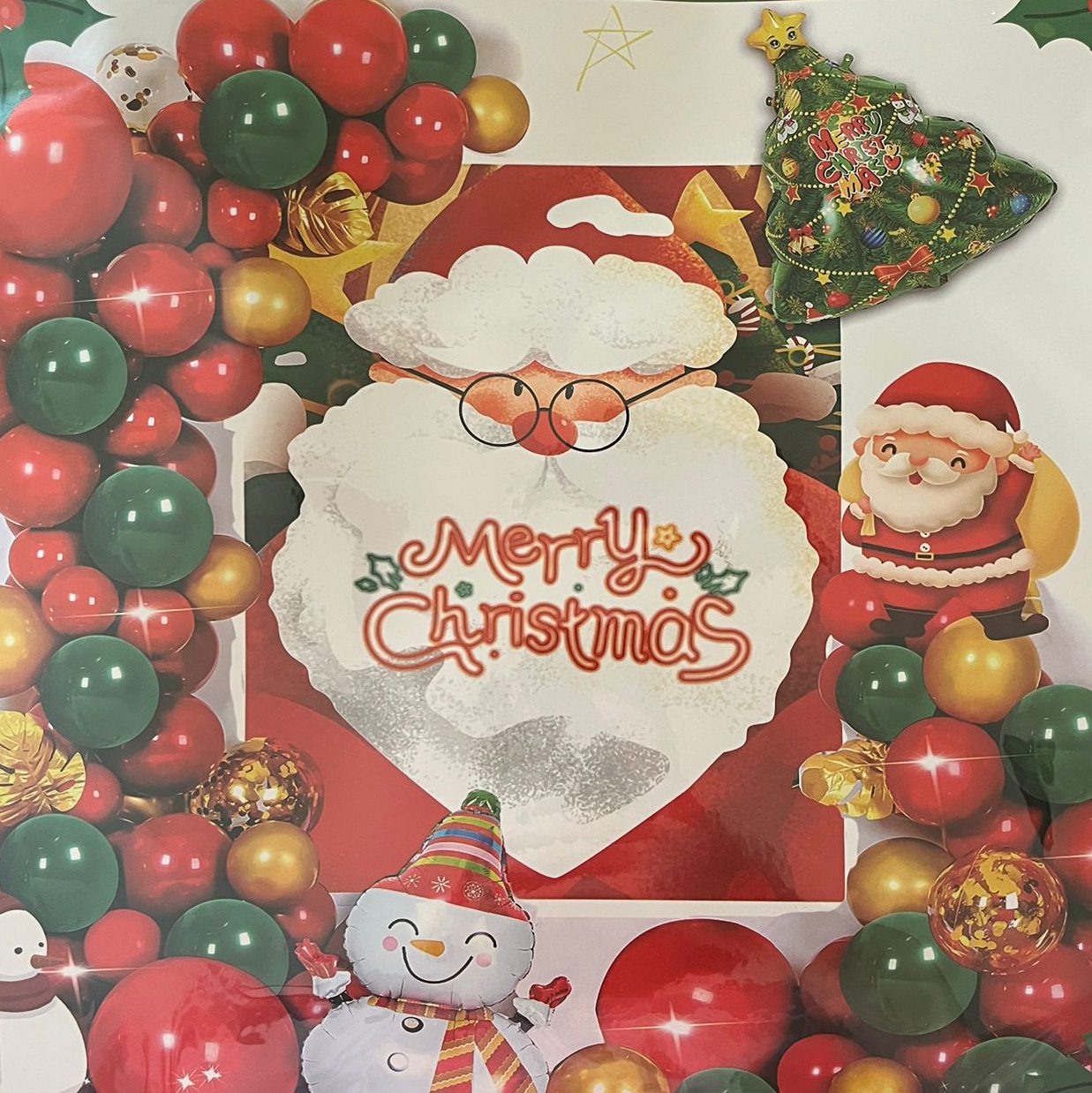 Set 68 baloane si accesorii pentru aranjament tip arcada, tematica Craciun