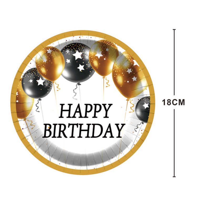Set 8 farfurii din carton, Happy Birthday, 18 cm