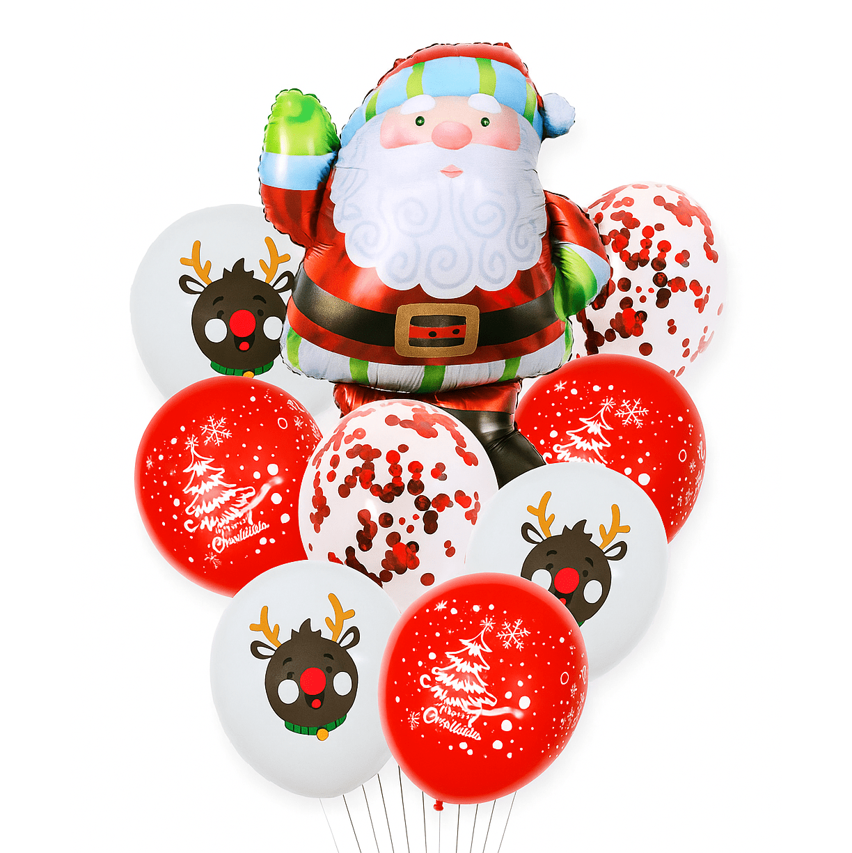Set 9 baloane Mos Craciun, Ren si Brad 30-95 cm
