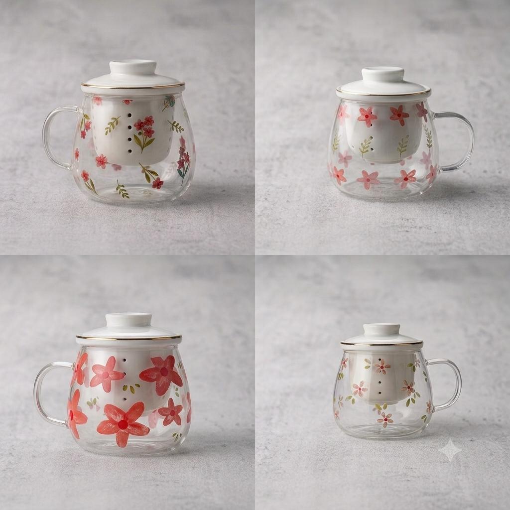Cana din ceramica, model floare