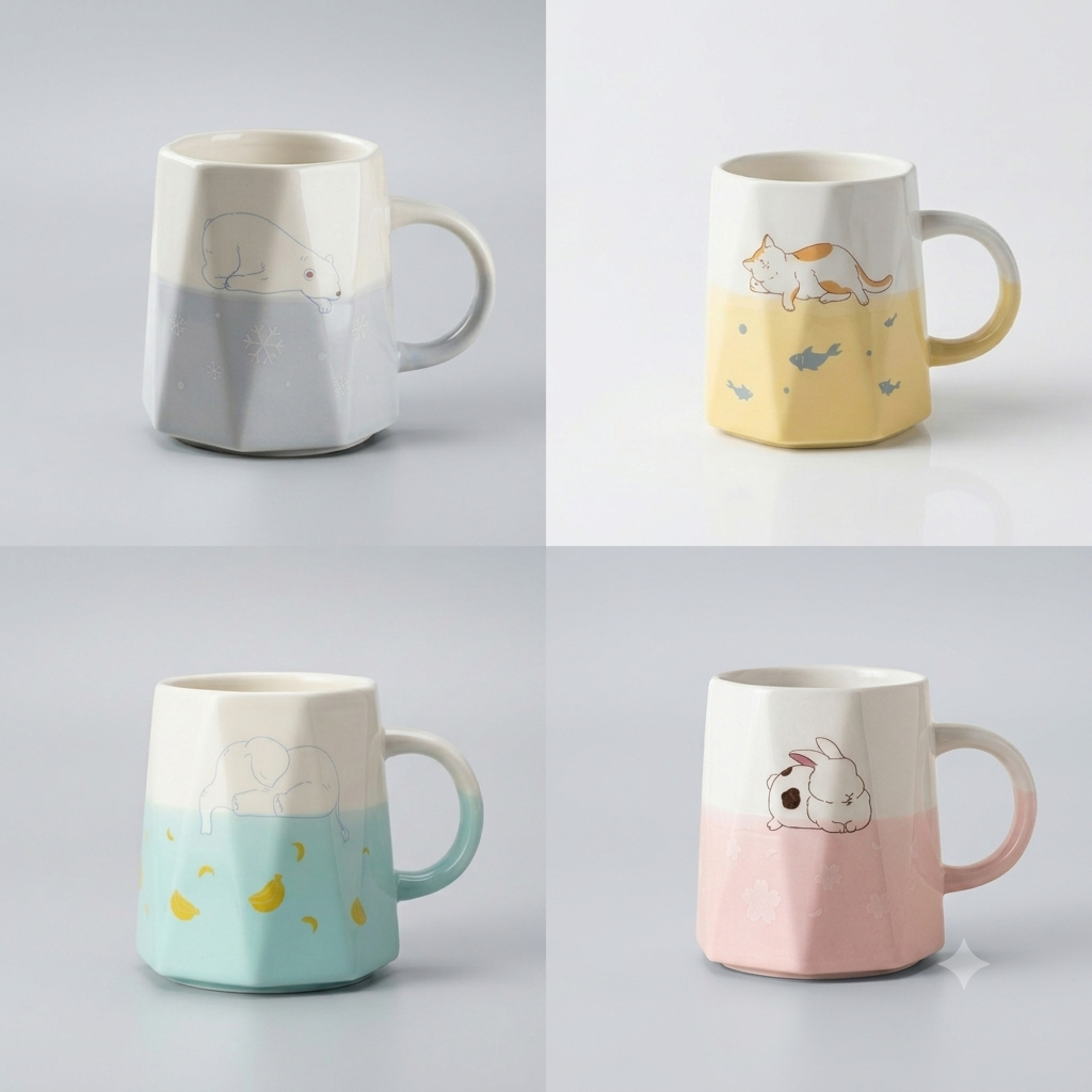 Cana din ceramica, model animalute